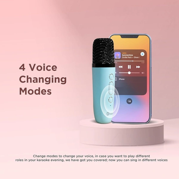 Inbase Boombox Portable Wireless Bluetooth Speaker with Wireless Karaoke Mic, 3 Voice Modes, 5 Hours Playtime; Ideal for Music, Making Announcements, Teaching in classrooms or Practice Singing (Blue)