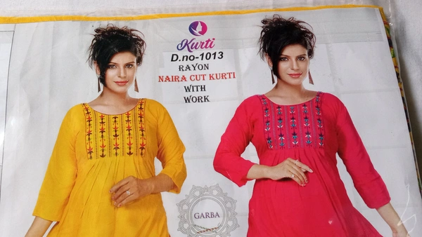 Naira Cut Embroidery Kurti - XL, Yellow Colour In This Pic
