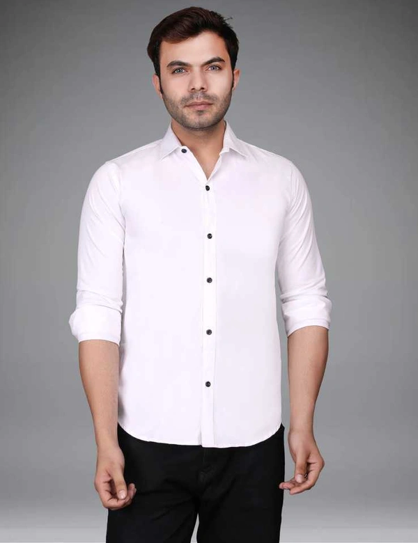 Men Regular Fit Solid Cut Away Collar Casual Shirt (SD-SH-WT)