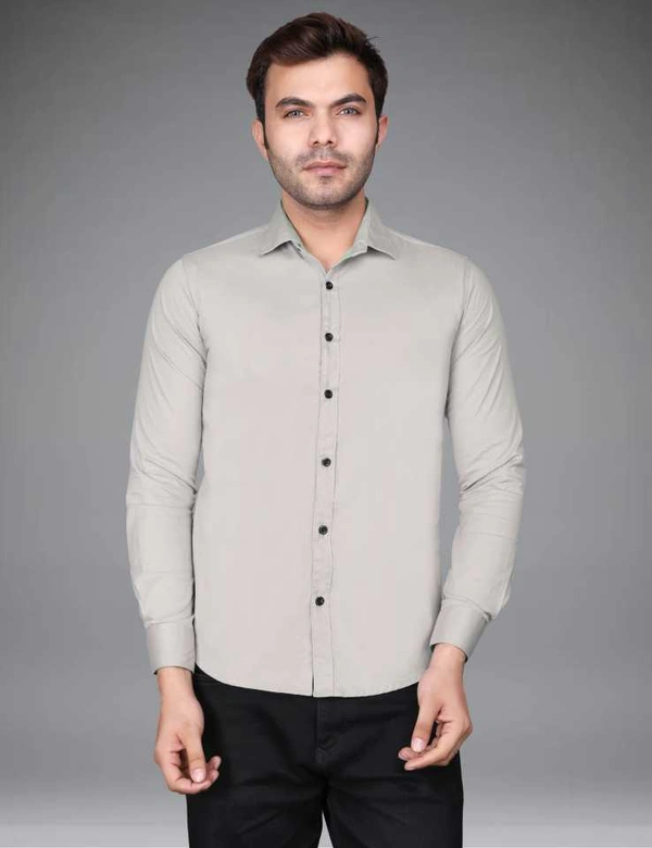 Men Regular Fit Solid Cut Away Collar Casual Shirt (SD-SH-GY)