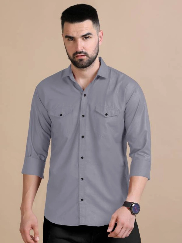 Stylish Cotton Full Sleeve Collared Neck Grey Shirt for Mens and Boys