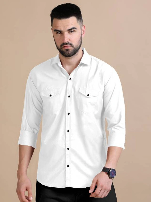 Stylish Cotton Full Sleeve Collared Neck White Shirt for Mens and Boys