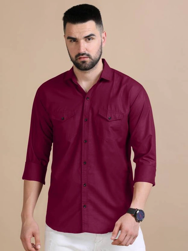 Stylish Cotton Full Sleeve Collared Neck Maroon Shirt for Mens and Boys