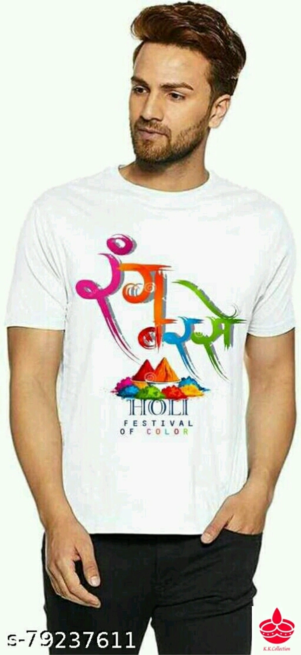 Holi Spacial Mane Tshirts *Fabric: PolyesterPattern: PrintedSizes:XXS, XS, S, M, L, XL, XXLEasy Returns Available In Case Of Any Issue*Proof of Safe Delivery! 