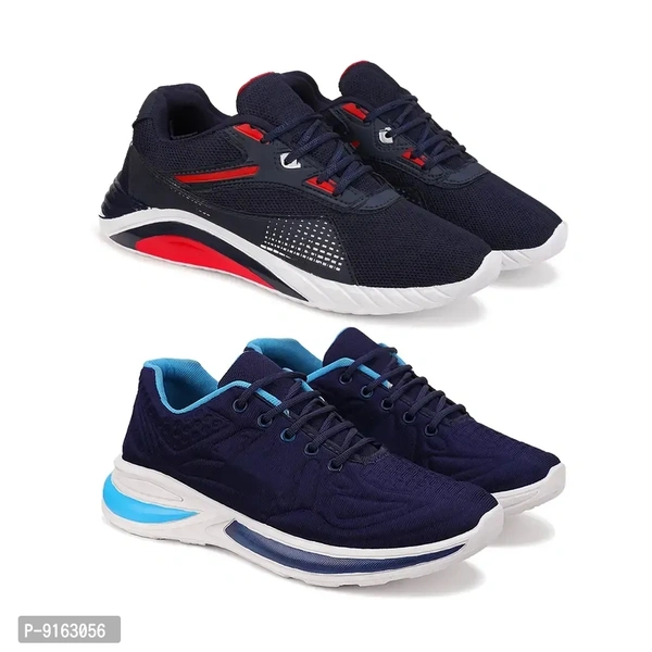 Elegant Canvas Self Design Sports Running Shoes For Men- Pack Of 2