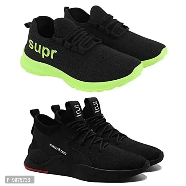 DEFLOW Cogs Combo Pack of 2 Multicolor New Lastes Casual Sports Running Shoes for Men's