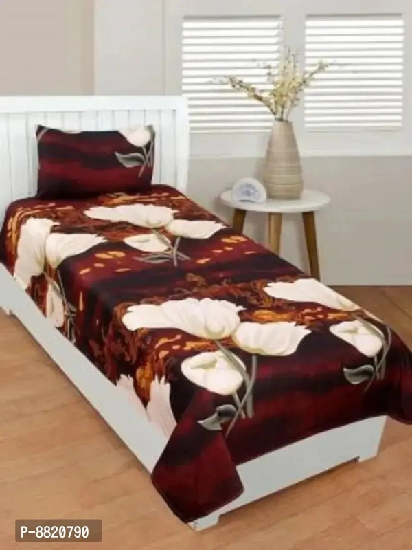 New Polycotton Single Bed Bedsheet with 1 Pillow Cover