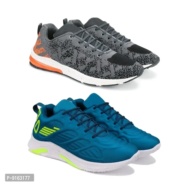 Elegant Canvas Self Design Sports Running Shoes For Men- Pack Of 2