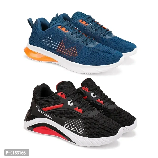 Elegant Canvas Self Design Sports Running Shoes For Men- Pack Of 2