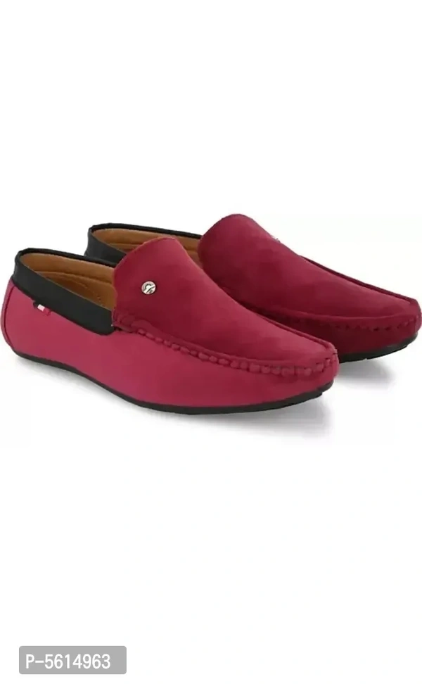 Stunning Maroon Velvet Self Design Loafers For Men