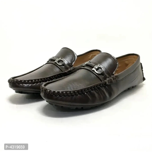 Elite Brown Synthetic Solid Loafers For Men