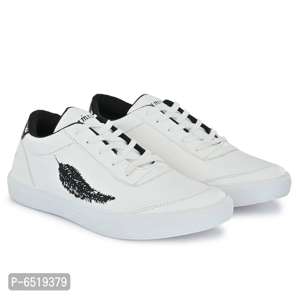 Stylish Synthetic White Casual Sneakers For Men