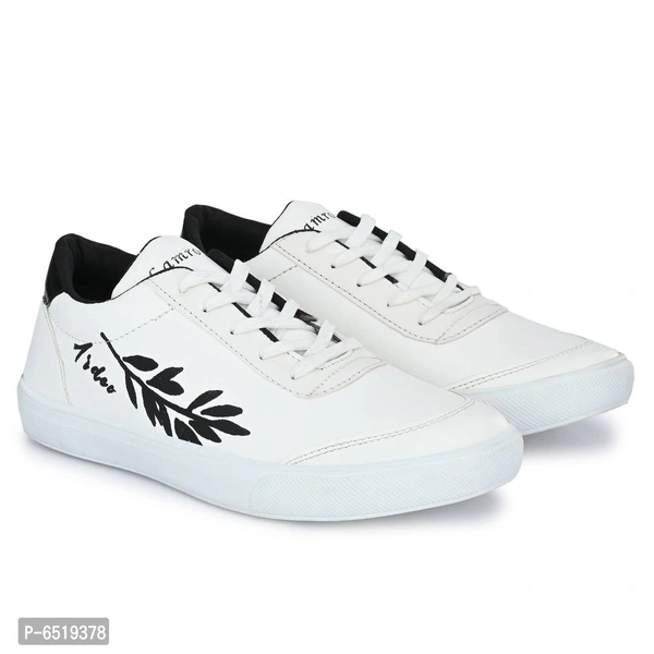 Stylish Synthetic White Casual Sneakers For Men