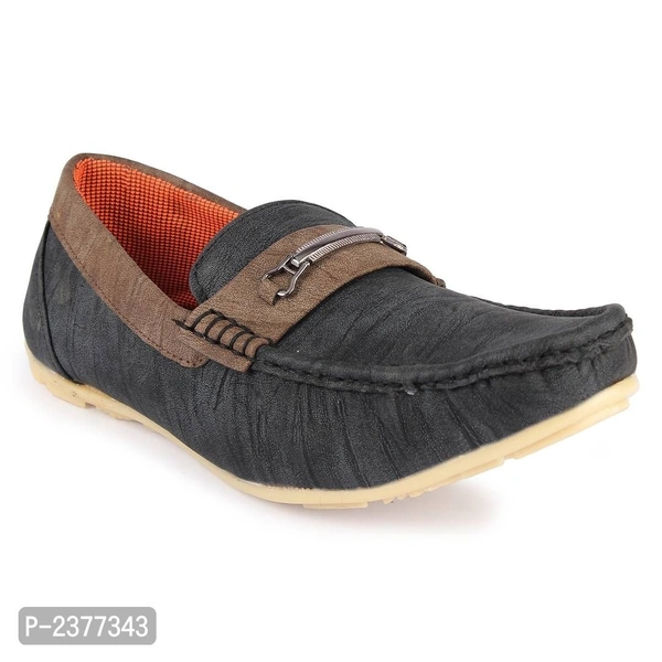Superb Black Synthetic Leather Loafers for Men