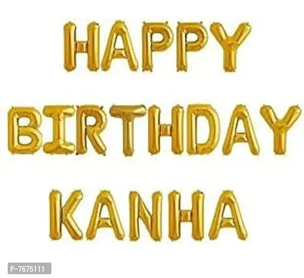 Happy Birthday Kanha – 18 Pcs Letter Foil Balloons | Krishna Janmashtami & Temple Decoration 
