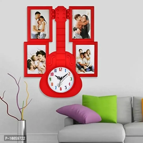 Harbour Analog Wall Clock with Photo Frames – Decorative Clock for Home & Living Room (29 x 40 cm)