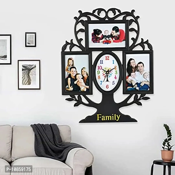 Harbour Analog Wall Clock with Photo Frames – Decorative Clock for Home & Living Room (29 x 40 cm)
