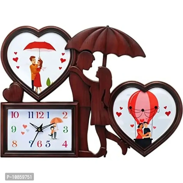 Harbour Analog Wall Clock with Photo Frames – Decorative Clock for Home & Living Room (29 x 40 cm)