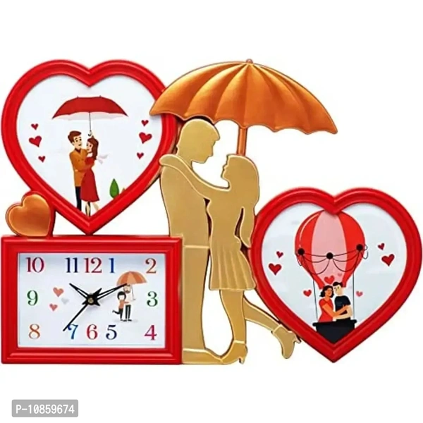 Harbour Analog Wall Clock with Photo Frames – Decorative Clock for Home & Living Room (29 x 40 cm)