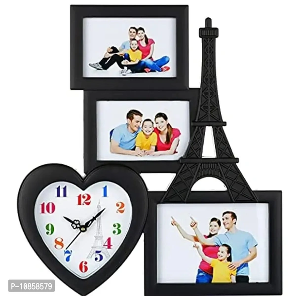 Harbour Analog Wall Clock with Photo Frames – Decorative Clock for Home & Living