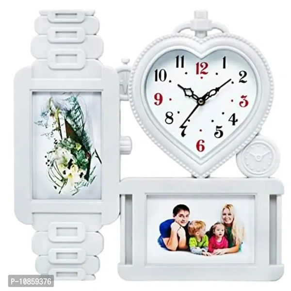 "Harbour Analog Wall Clock with Photo Frames – Decorative Clock for Home & Living Room (34.5 x 34.5 cm)
