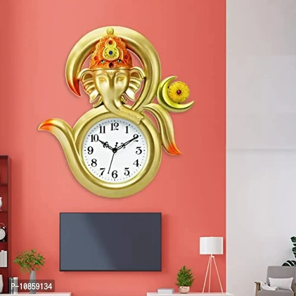 Harbour Analog Wall Clock with Radha Krishna Frame – Beige Decorative Clock for Home