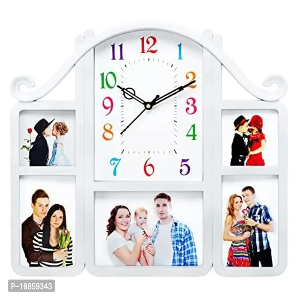 Harbour Analog Wall Clock with Photo Frames – Decorative Clock for Home & Living