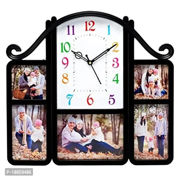 Harbour Analog Wall Clock with Photo Frames – Decorative Clock for Home & Living