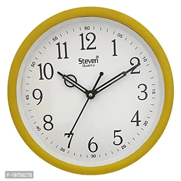 Wall Clock by STEVEN Quartz LLP ., Analog 9INCH Model NO. 901 Size 9 INCH. (Yellow)
