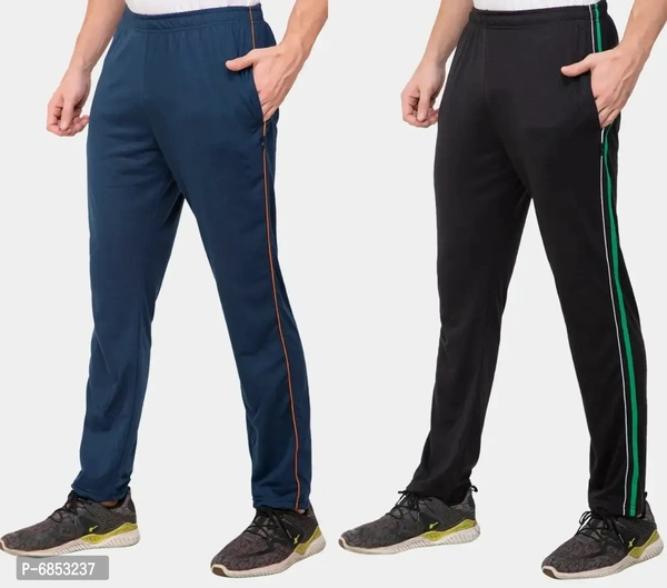 Stylish Trendy Polyester Blend Solid Trackpants For Men Pack Of 2