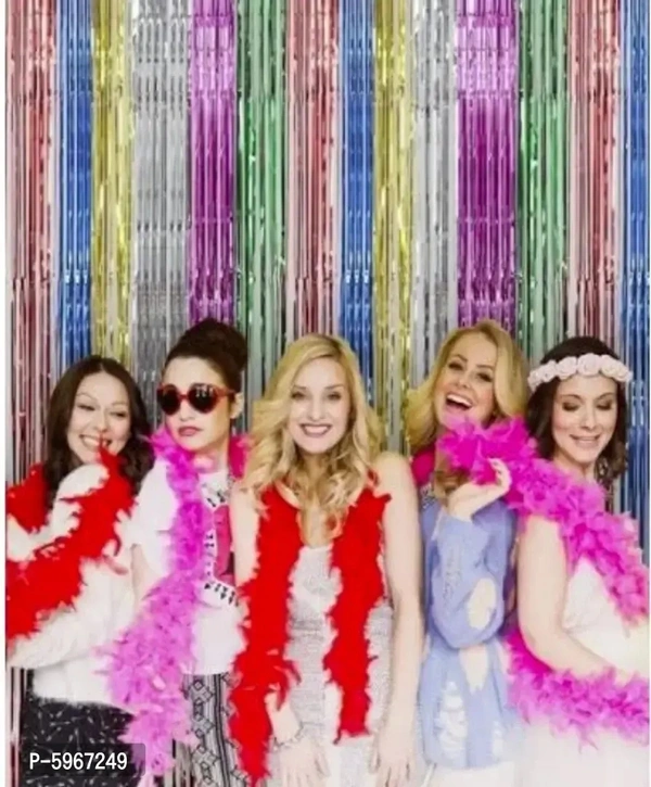 Multicolor Foil Curtain Pack of 2 for Birthday, Anniversary Marriage and Bachelorette Decoration(Made in India)