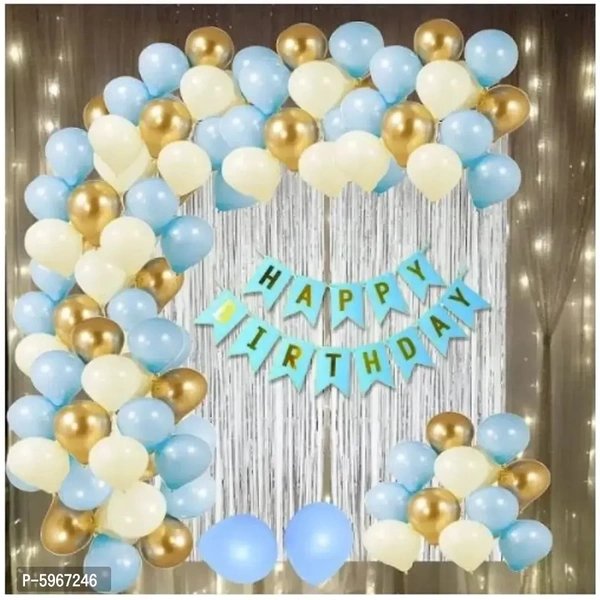 Blue Happy Birthday Banner Stylish Decorations and Party Supplies Banner(Made in India)