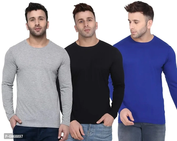 Fabulous Cotton Blend Solid Round Neck Tees For Men And Boys (Pack Of 3)