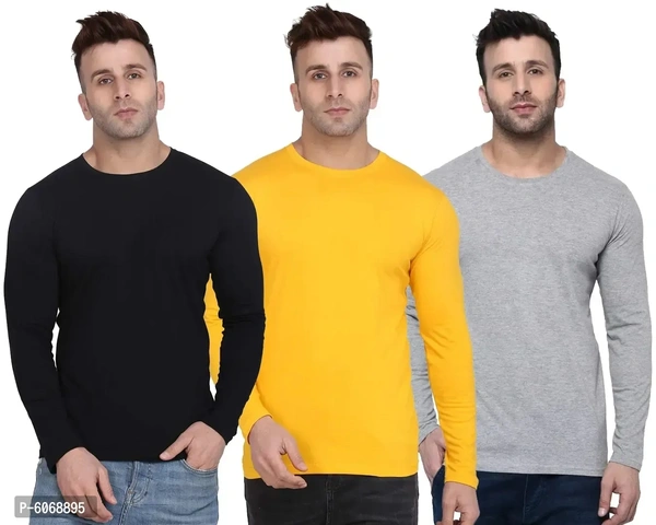 Fabulous Cotton Blend Solid Round Neck Tees For Men And Boys (Pack Of 3)