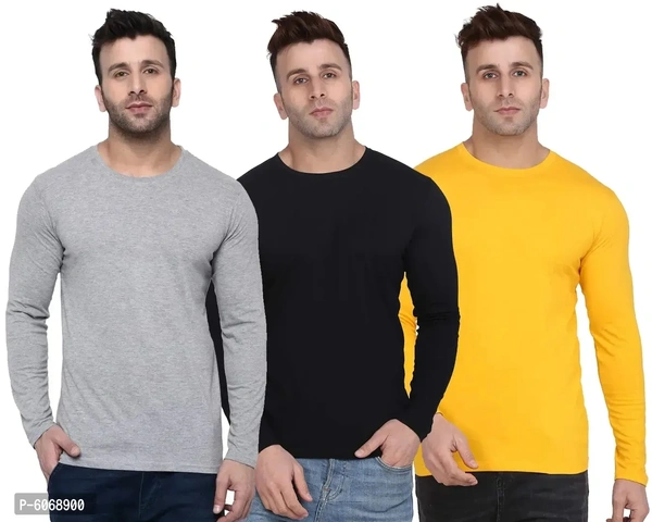 Fabulous Cotton Blend Solid Round Neck Tees For Men And Boys (Pack Of 3)