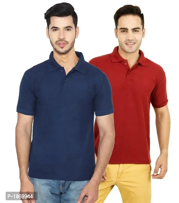 Men's Cotton Blend Polo T-Shirt Pack Of 2