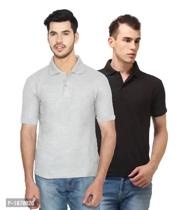 Men's Cotton Blend Polo T-Shirt Pack Of 2