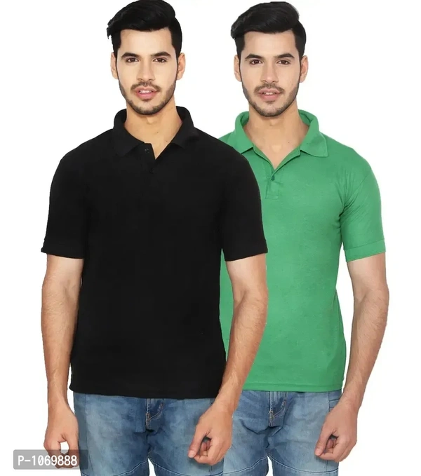 Men's Cotton Blend Polo T-Shirt Pack Of 2