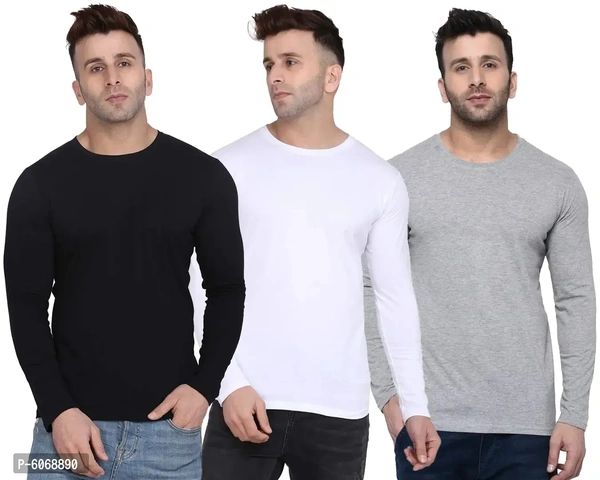 Fabulous Cotton Blend Solid Round Neck Tees For Men And Boys (Pack Of 3)