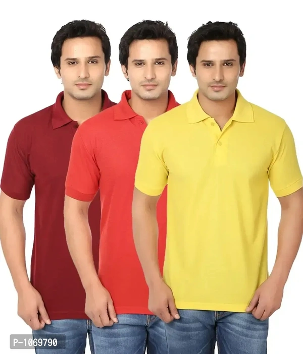 Pack Of 3 Men's Cotton Blend Polo-T Shirt
