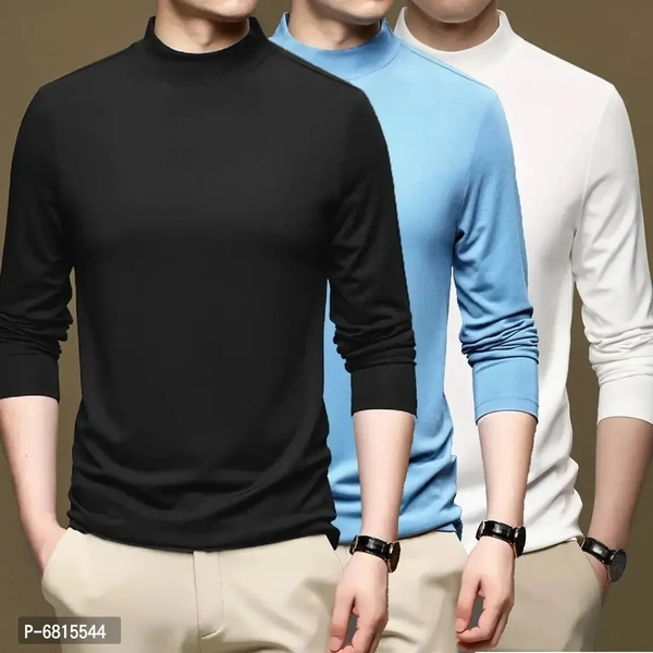 Trendy Polyester Sports Wear Turtle Neck T-Shirt For Men Pack Of 3