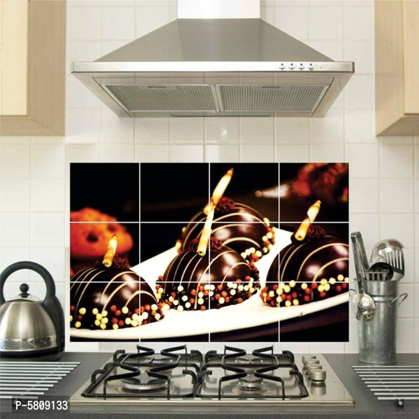 Techgifti Kitchen Sticker Decorative Wall Decor Oil Waterproof Wallpaper / Poster Fresh Fruit Colorful Multicolor Pack of 1