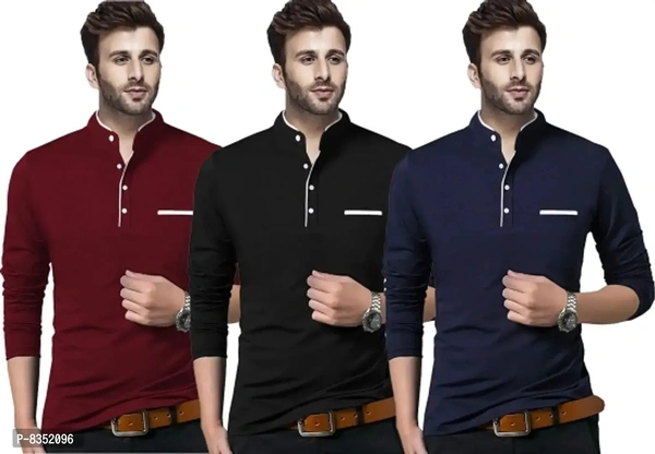Stylish Cotton Solid Tees Combo For Men Pack Of 3