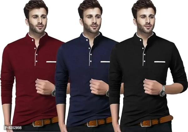 Stylish Cotton Solid Tees Combo For Men Pack Of 3