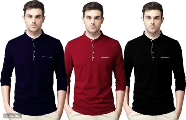 Stylish Cotton Solid Tees Combo For Men Pack Of 3