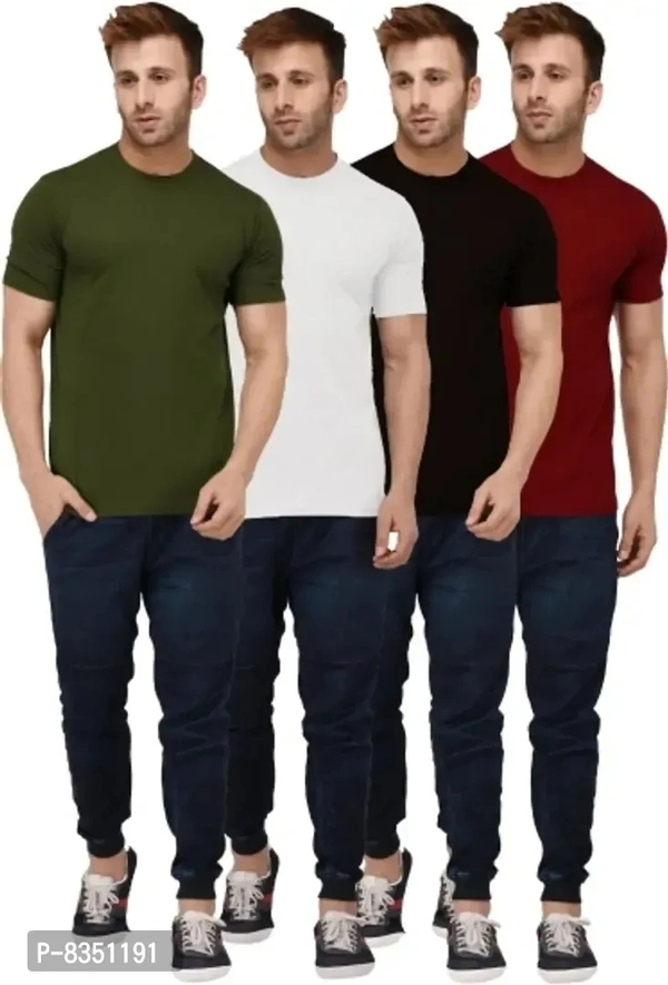 Pretty Cotton Multicoloured Tees Combo For Men Pack Of 4