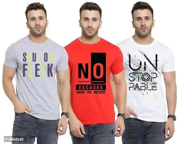 Fabulous Cotton Blend Printed Round Neck Tees For Men And Boys (Pack Of 3)