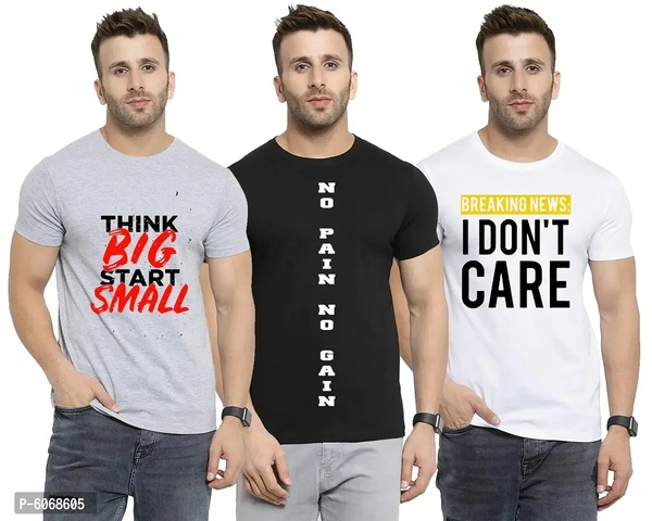 Fabulous Cotton Blend Printed Round Neck Tees For Men And Boys (Pack Of 3