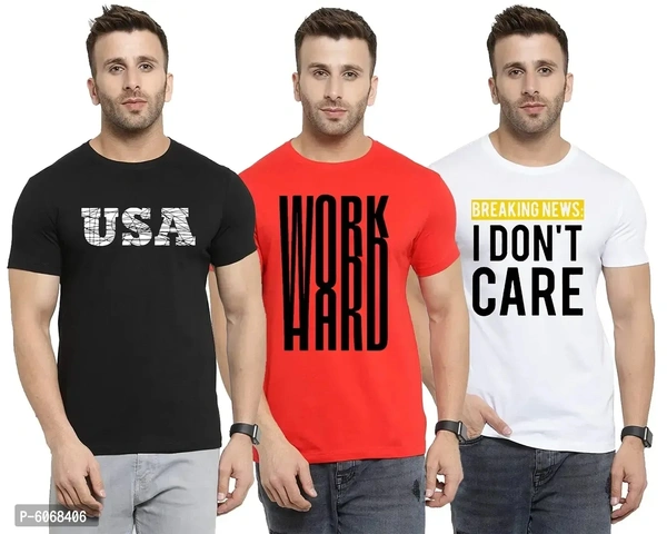 Fabulous Cotton Blend Printed Round Neck Tees For Men And Boys (Pack Of 3)