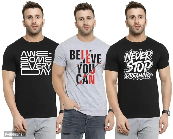 Fabulous Cotton Blend Printed Round Neck Tees For Men And Boys (Pack Of 3